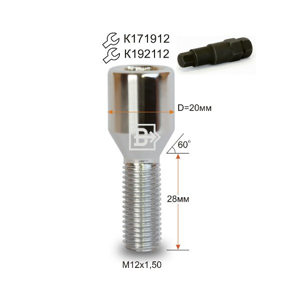 Колісні болти Vector Конус (M12x1.5x28) Хром