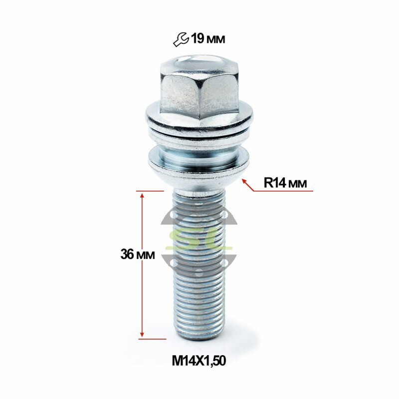 Колісні болти Starleks Сфера (М14х1.5x36 NEX19) R14/Цинк-зображення-1