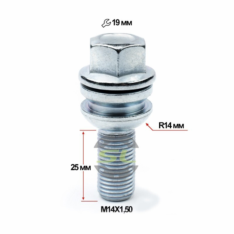 Колісні болти Starleks Сфера (М14х1.5x25 NEX19) R14/Цинк-зображення-1