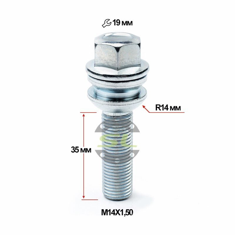 Колісні болти Starleks Сфера (М14х1.5x35 NEX19) R14/Цинк