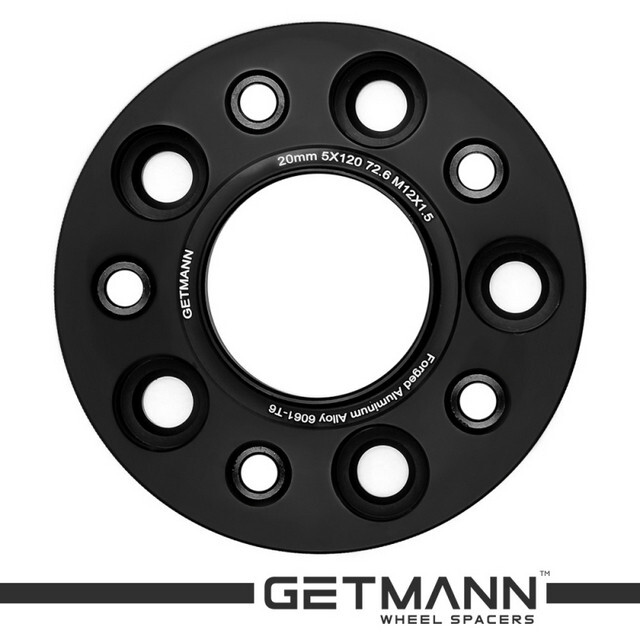 Автомобільне розширювальне кільце (Spacer) GETMANN H = 20 мм PCD5x120 DIA72.6, Футорки 12х1.5 Кована/Чорна-зображення-1