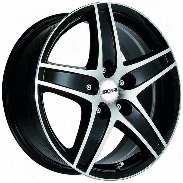 Литі диски Ronal R48 R16 W7.5 PCD5x114.3 ET40 DIA82.1 (jet black front diamond cut)-зображення-1