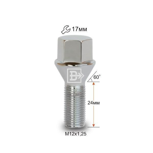 Колісні болти Vector Конус (M12x1.25x24 Nex 17) Хром-зображення-1