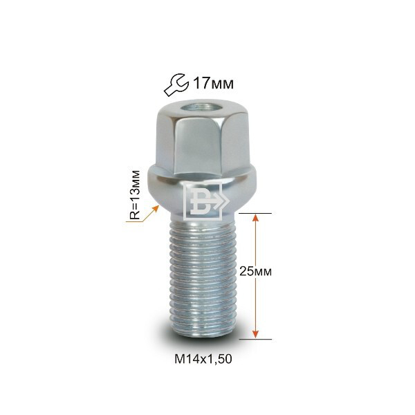 Колісні болти Vector Сфера (M14x1.5x25 Nex 17) Цинк