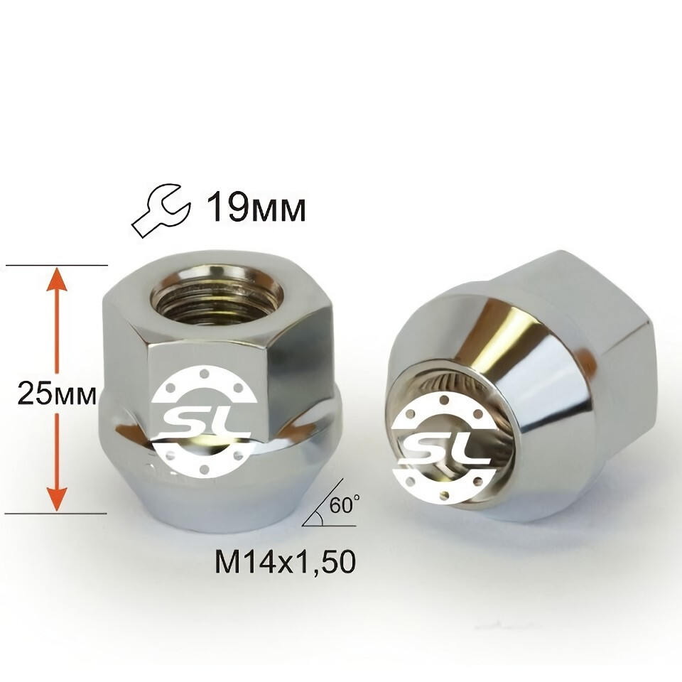 Колісні гайки Starleks Конус Об'явл. (M14x1.5x25 NEX19) Хром-зображення-1