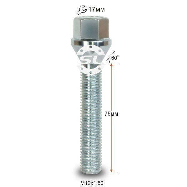 Колісні болти Starleks Конус (М12х1.5x75 NEX17) Цинк-зображення-1