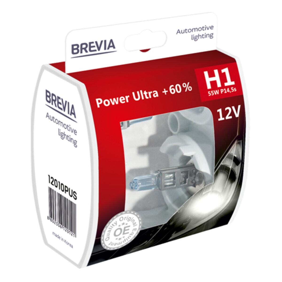 Галогенова лампа Brevia H1 12V 55W P14.5s Power Ultra +60% S2-зображення-1