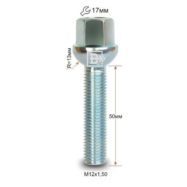 Колісні болти Vector Сфера (M12x1.5x50 Nex 17) Цинк-зображення-1