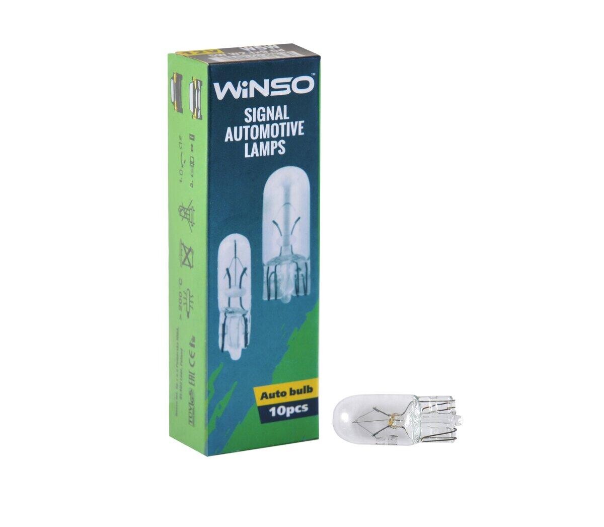 Лампа розжарювання Winso 12V W5W 5W W2.1x9.5d, 10шт.