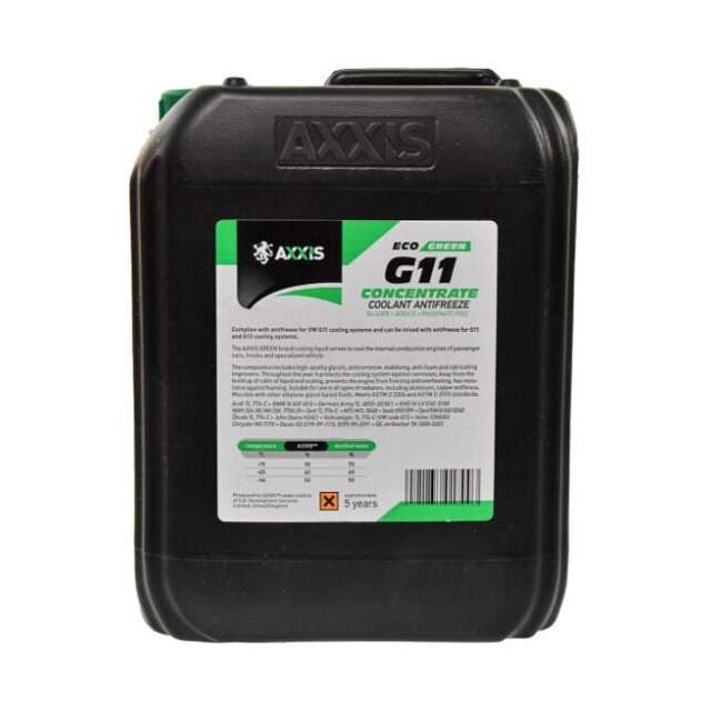 Антифриз AXXIS GREEN концентрат (зелений) G11 (-80C) (Каністра 20л./22,4кг)-зображення-1