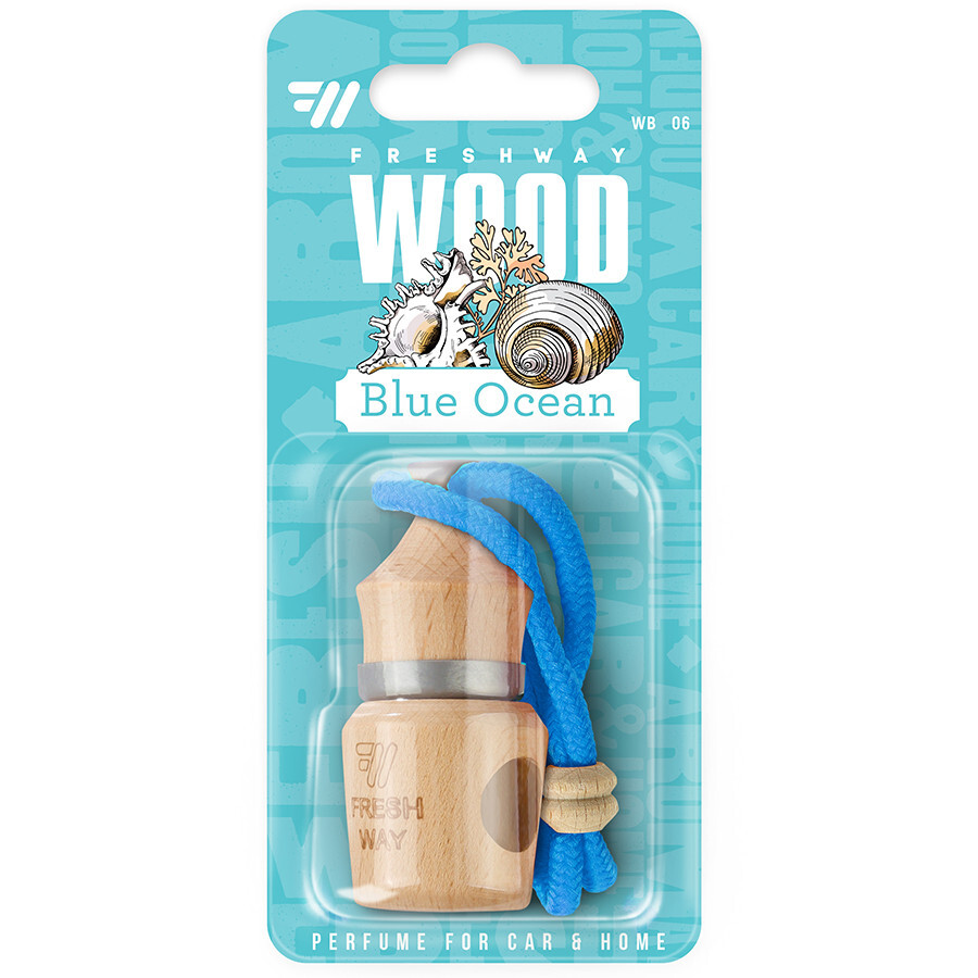 Ароматизатор корковий на дзеркало Fresh Wood Way Blister Blue Ocean (Океан) 5ml-зображення-1