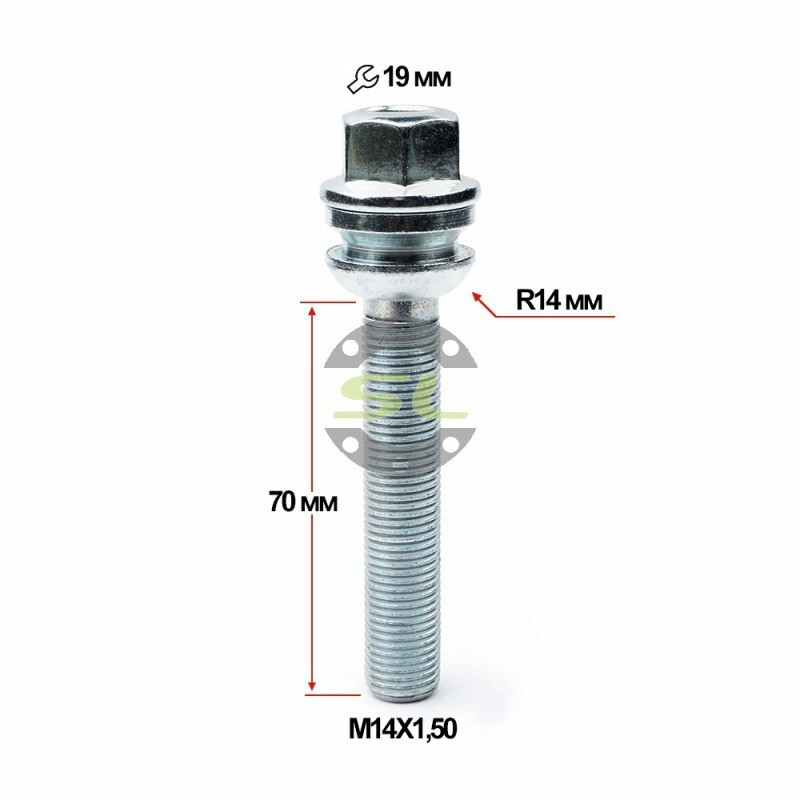 Колісні болти Starleks Сфера (М14х1.5x70 NEX19) R14/Цинк-зображення-1