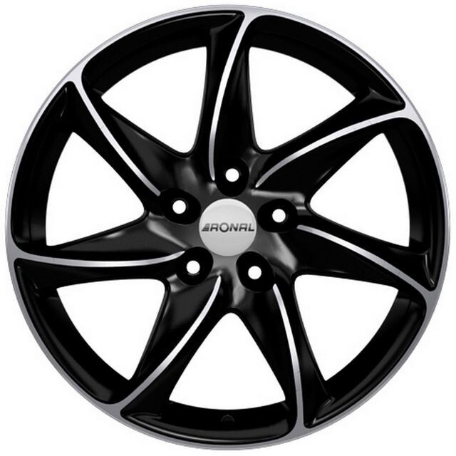 Литі диски Ronal R51 Basis R18 W8 PCD5x108 ET33 DIA76 (jet black front diamond cut)-зображення-1