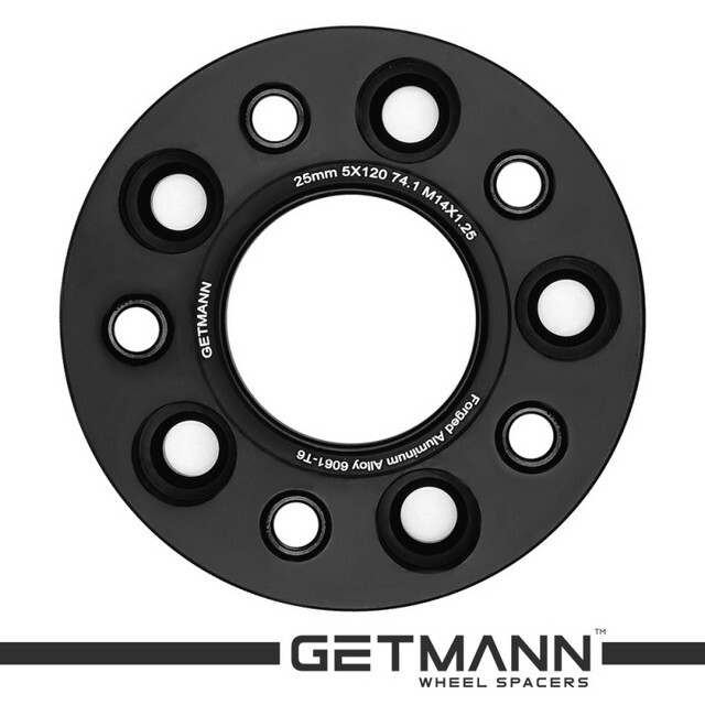 Автомобільне розширювальне кільце (Spacer) GETMANN H = 25 мм PCD5x120 DIA74.1, Футорки 14х1.25 Кована/Чорна