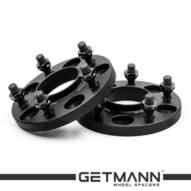 Автомобільне розширювальне кільце (Spacer) GETMANN H = 15 мм PCD5x114.3 DIA66.1, Шпильки М12х1.25 Кована/Чорна-зображення-1