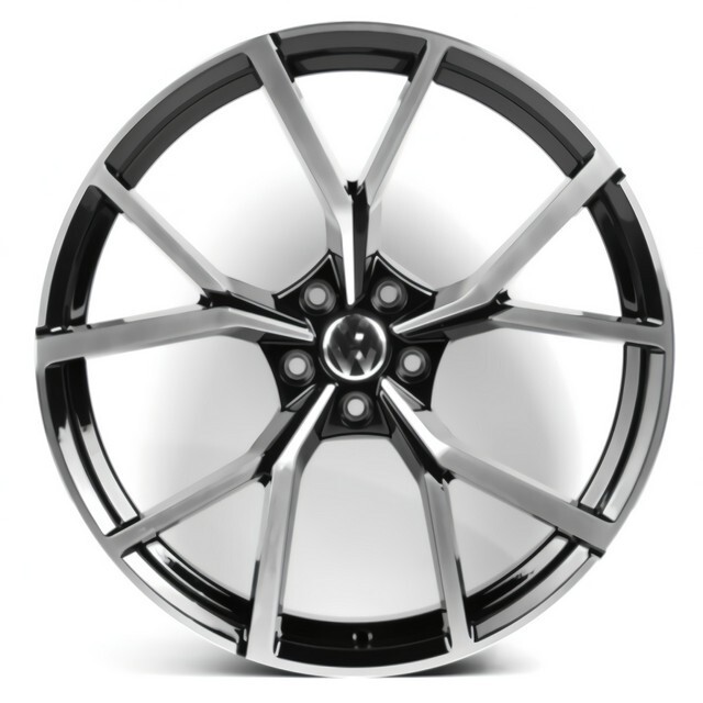 Литі диски Replica Volkswagen (VV92925) R22 W10 PCD5x112 ET26 DIA66.6 (gloss black machined face)-зображення-1