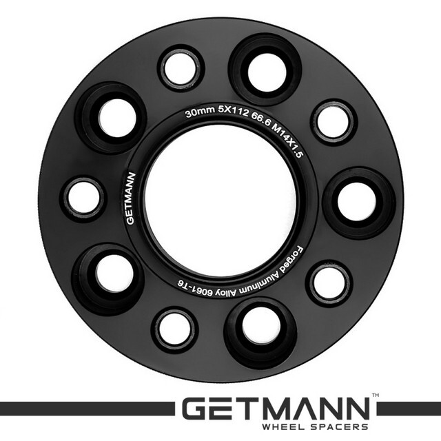 Автомобільне розширювальне кільце (Spacer) GETMANN H = 30 мм PCD5x112 DIA66.6, Футорки 14х1.5 Кована/Чорна-зображення-1