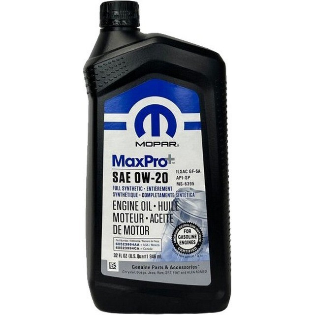 Моторна олія Mopar MaxPro+ 0W-20 Engine Oil SP/GF-6A (1qt=0,946л.).-зображення-1