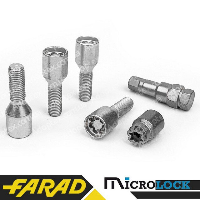 Комплект болтів (секретки) Farad Microlock Конус (М12х1.5х30) Внутрішній/Блістер-зображення-1