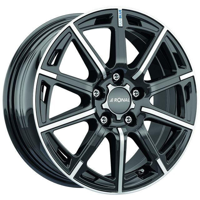 Литі диски Ronal R60 Blue R16 W6.5 PCD5x100 ET40 DIA68 (jet black front diamond cut)-зображення-1