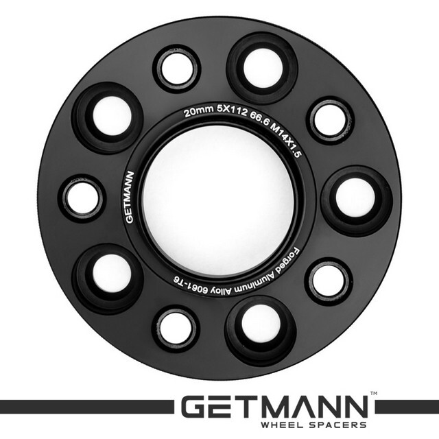 Автомобільне розширювальне кільце (Spacer) GETMANN H = 20 мм PCD5x112 DIA66.6, Футорки 14х1.5 Кована/Чорна