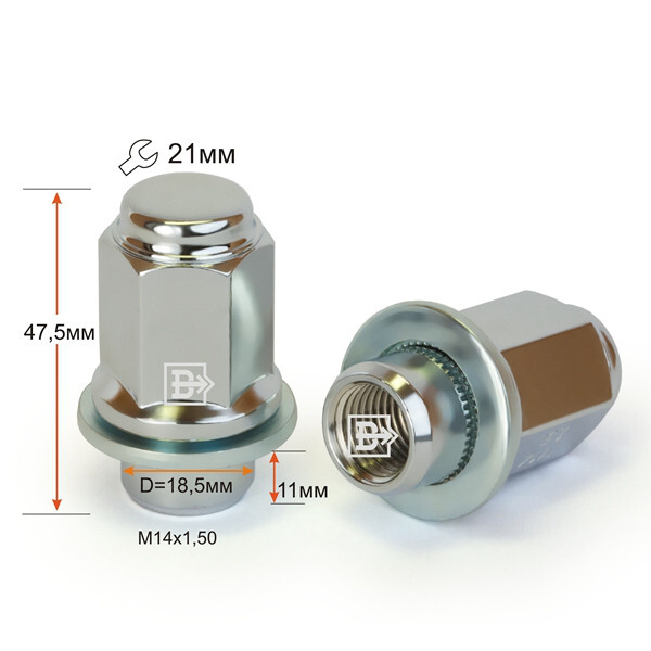 Колісні гайки Vektor Прессшайба (M14x1,5x47 NEX21) Хром