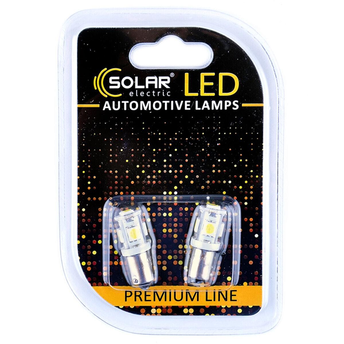 LED автолампа Solar 24V T8.5 BA9s 5SMD white, 2шт-зображення-1