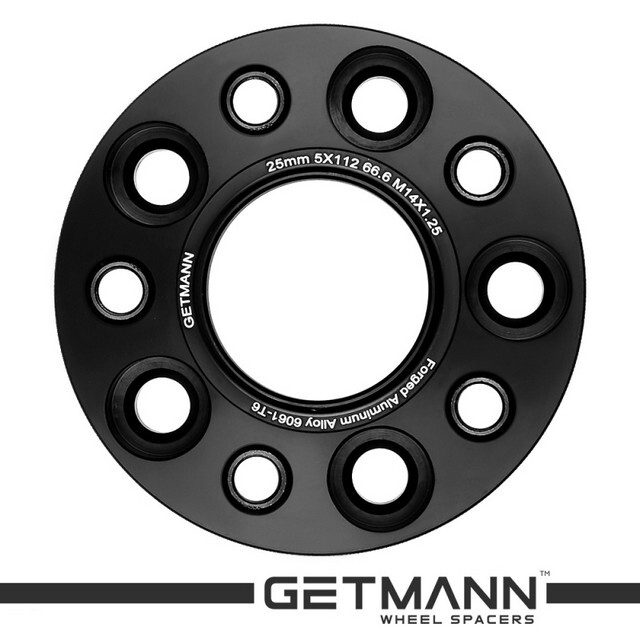 Автомобільне розширювальне кільце (Spacer) GETMANN H = 25 мм PCD5x112 DIA66.6, Футорки 14х1.25 Кована/Чорна