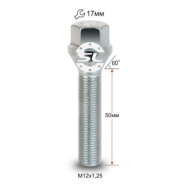 Колісні болти Vector Конус (M12x1.25x50 Nex 17) Хром