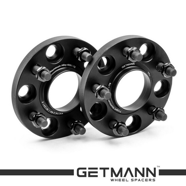 Автомобільне розширювальне кільце (Spacer) GETMANN H = 15 мм PCD5x114.3 DIA64.1, Шпильки М12х1.5 Кована/Чорна-зображення-1