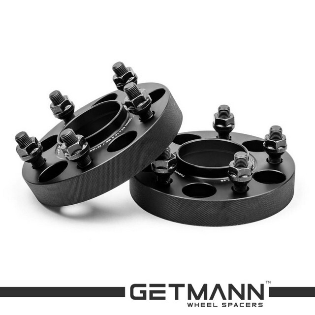 Автомобільне розширювальне кільце (Spacer) GETMANN H = 25 мм PCD5x114.3 DIA66.1, Шпильки М12х1.25 Кована/Чорна-зображення-1