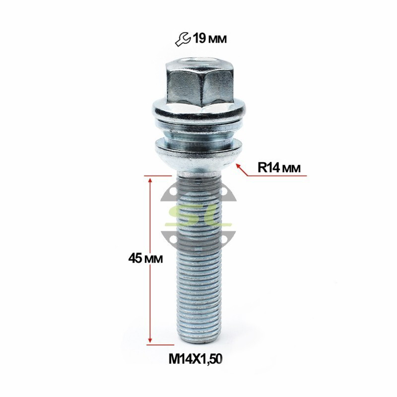 Колісні болти Starleks Сфера (М14х1.5x45 NEX19) R14/Цинк-зображення-1