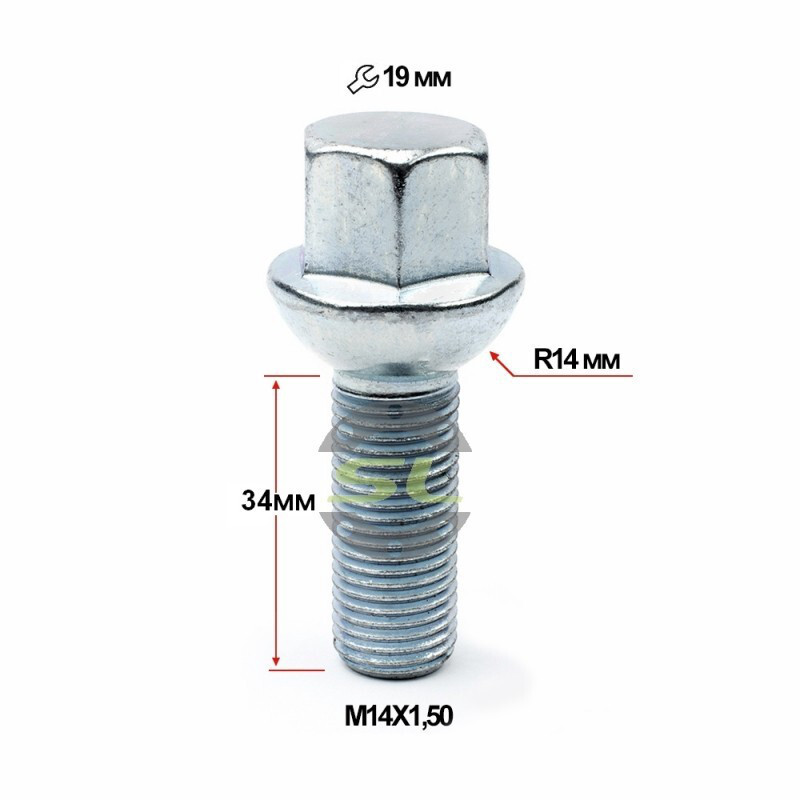 Колісні болти Starleks Сфера (М14х1.5x34 NEX19) R14/Цинк-зображення-1