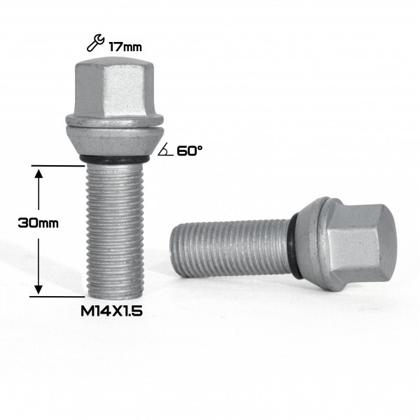 Колісний болт М14x1.5x30мм Конус Цинк Ключ 17 H&R (Німеччина)-зображення-1