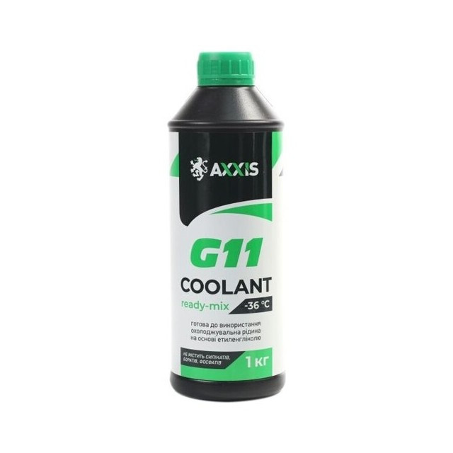 Антифриз AXXIS GREEN G11 Coolant Ready-Mix -36°C (зелений) 1кг.-зображення-1