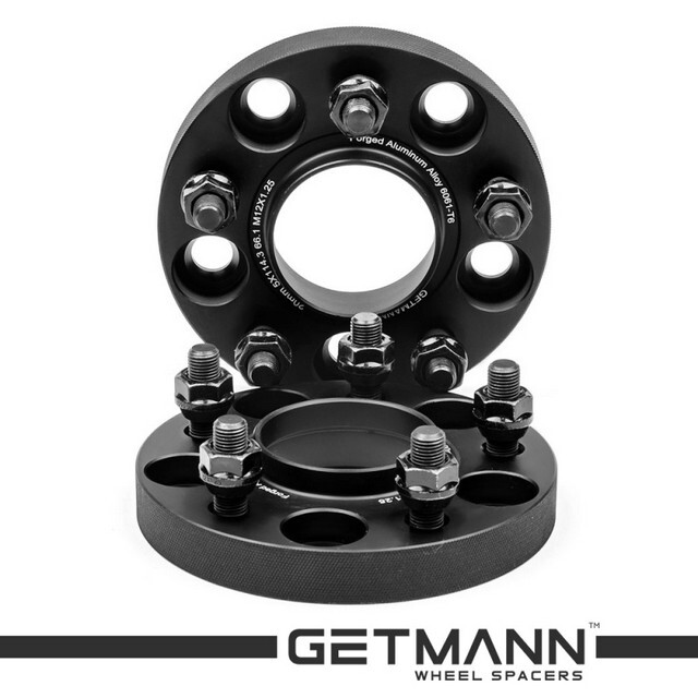 Автомобільне розширювальне кільце (Spacer) GETMANN H = 20 мм PCD5x114.3 DIA66.1, Шпильки М12х1.25 Кована/Чорна