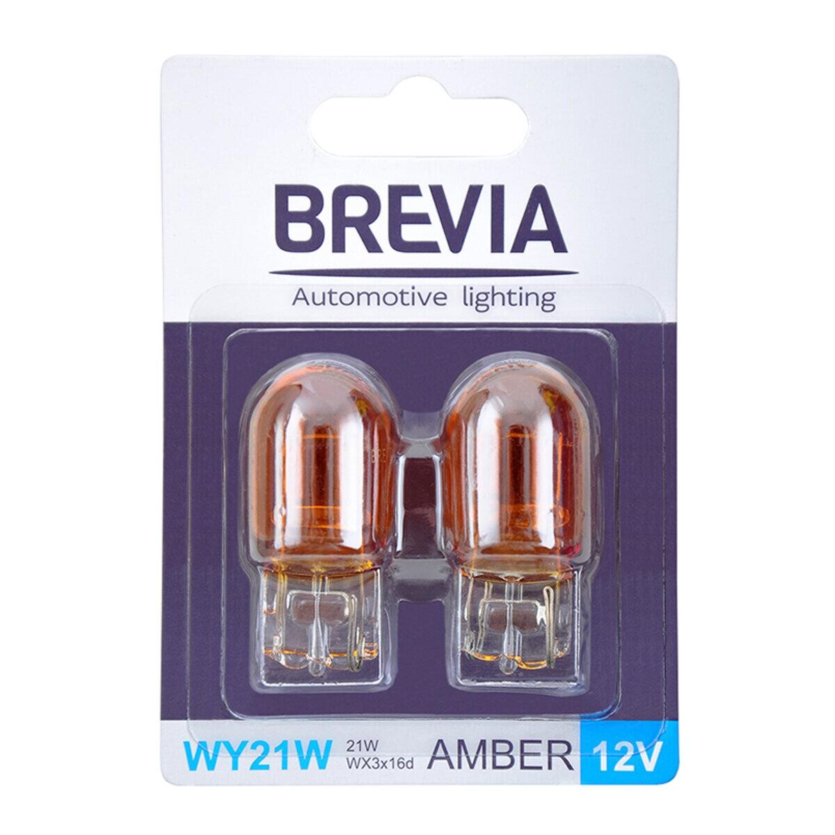 Лампа розжарювання Brevia WY21W 12V 21W WX3x16d AMBER B2, 2шт.