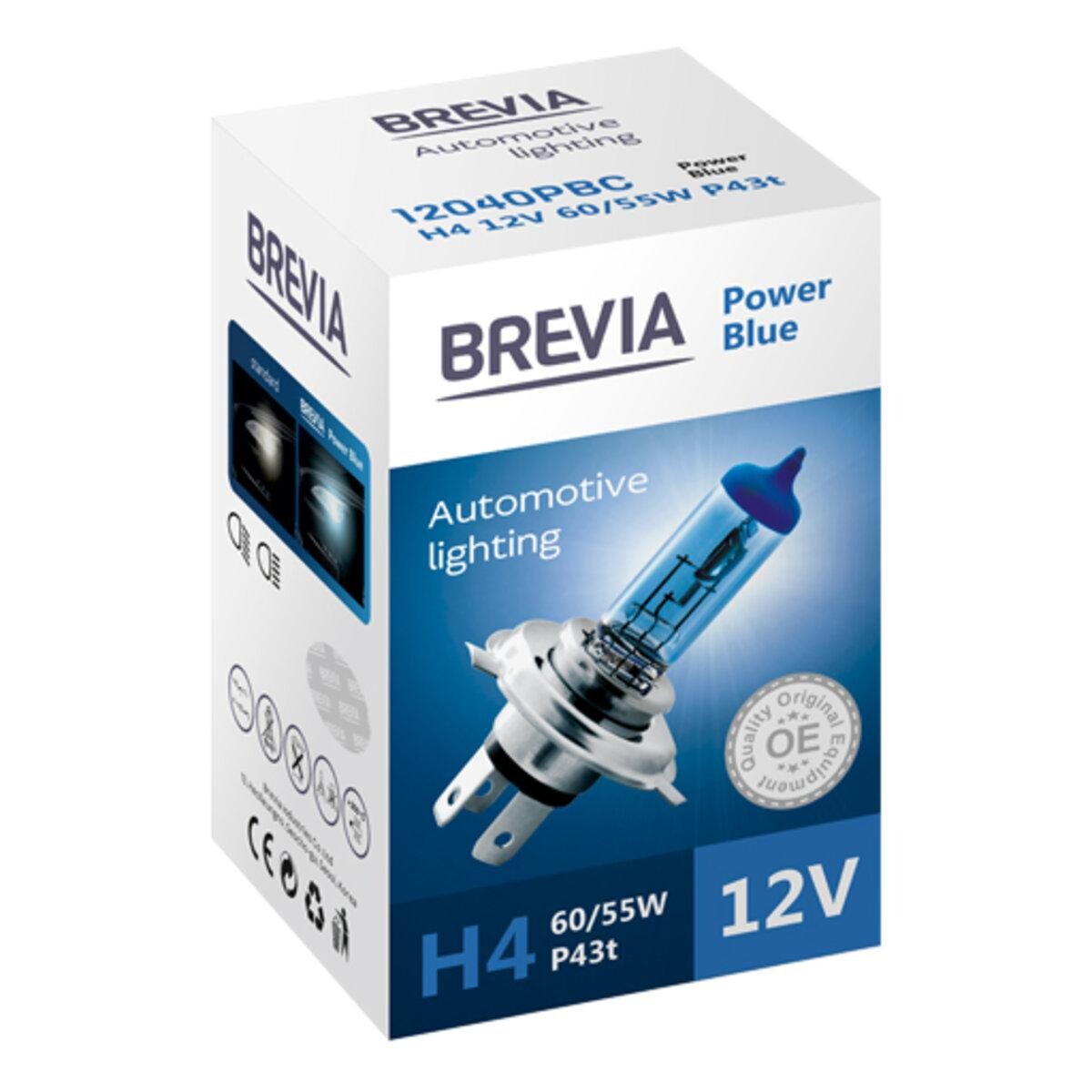 Галогенова лампа Brevia H4 12V 60/55W P43t Power Blue CP-зображення-1