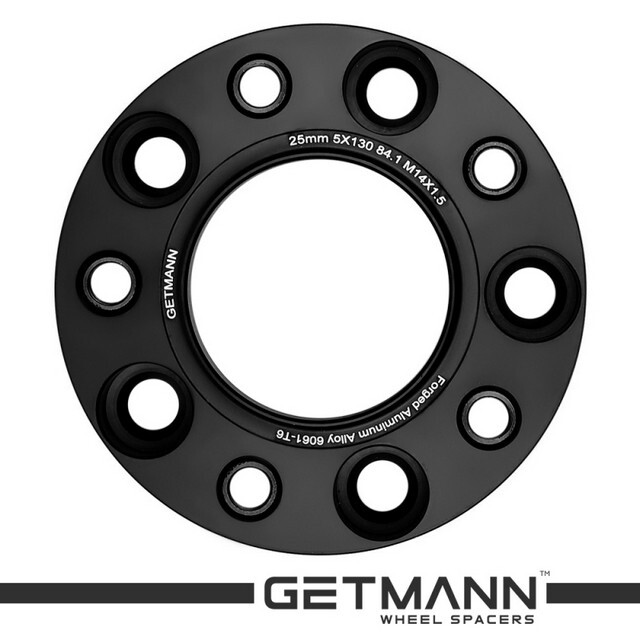 Автомобільне розширювальне кільце (Spacer) GETMANN H = 25 мм PCD5x130 DIA84.1, Футорки 14х1.5 Кована/Чорна-зображення-1