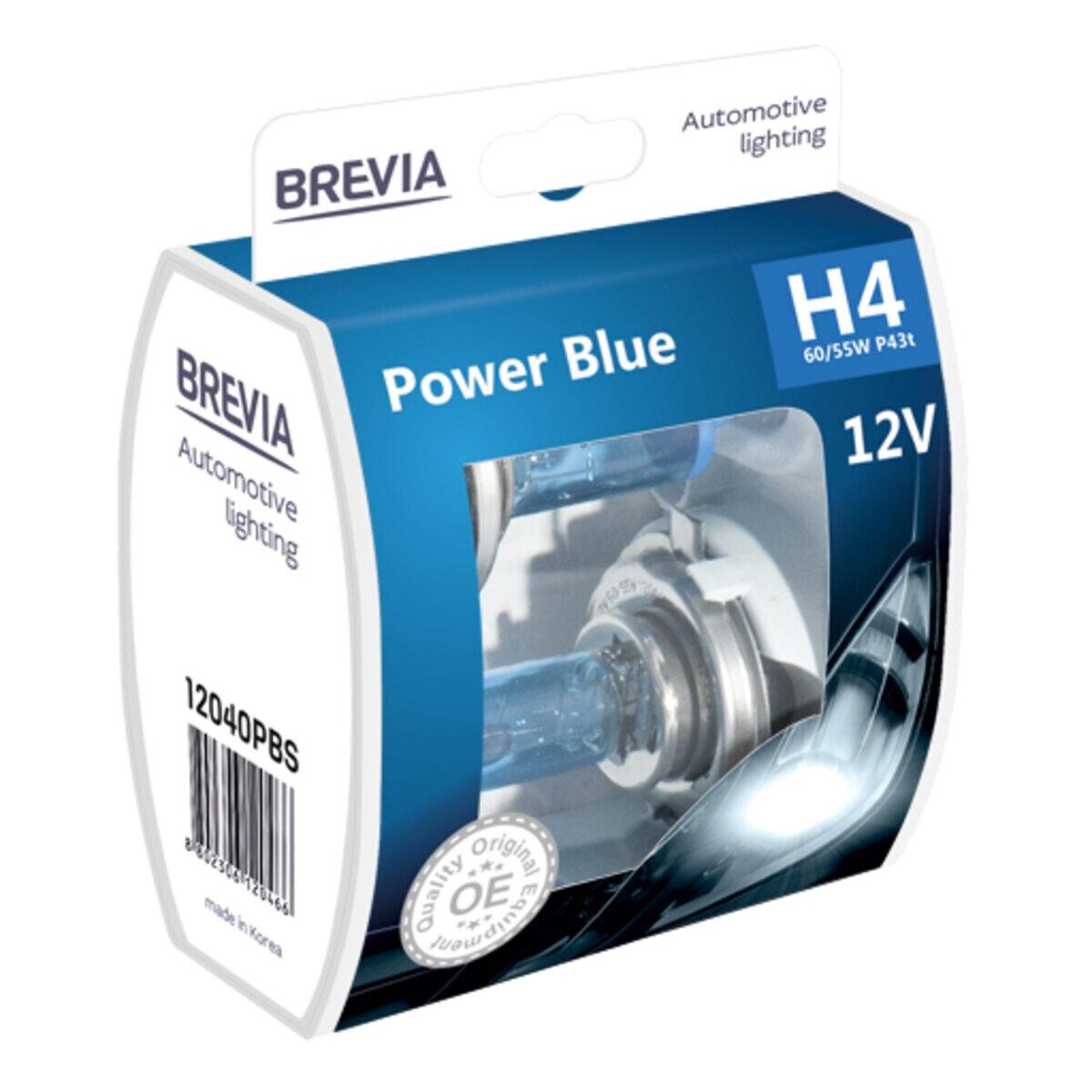 Галогенова лампа Brevia H4 12V 60/55W P43t Power Blue S2-зображення-1