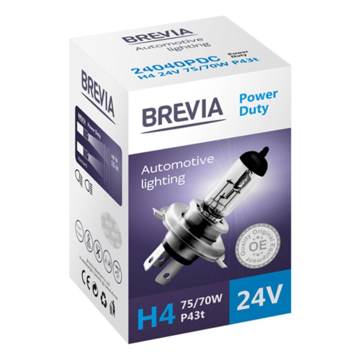 Галогенова лампа Brevia H4 24V 75/70W P43t Power Duty CP-зображення-1