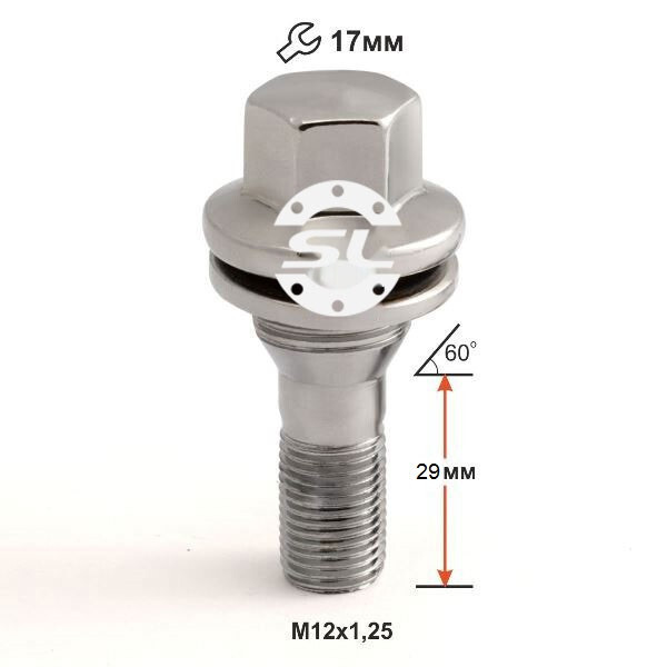 Колісні болти Starleks Прессшайба (М12х1.25x29 NEX17) Хром-зображення-1