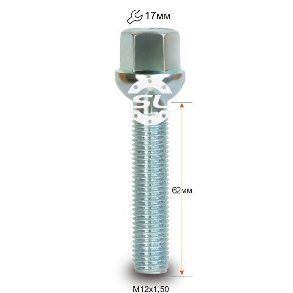 Колісні болти Starleks Сфера (М12х1.5x62 NEX17) Цинк-зображення-1
