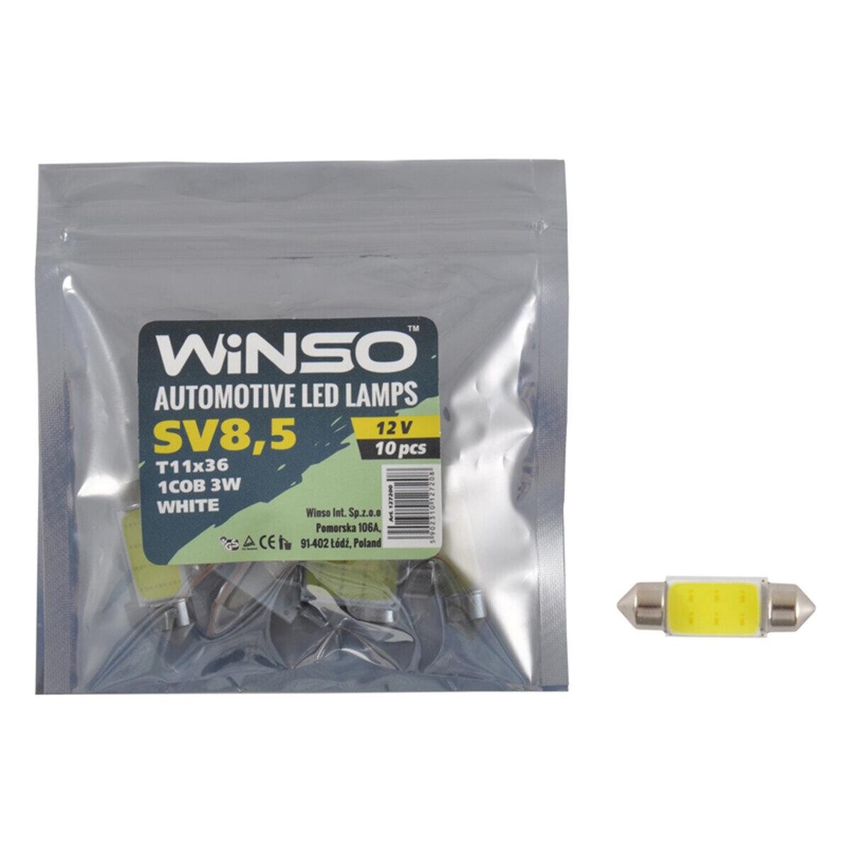 LED автолампа Winso 12V COB SV8.5 T11x36, 10шт-зображення-1