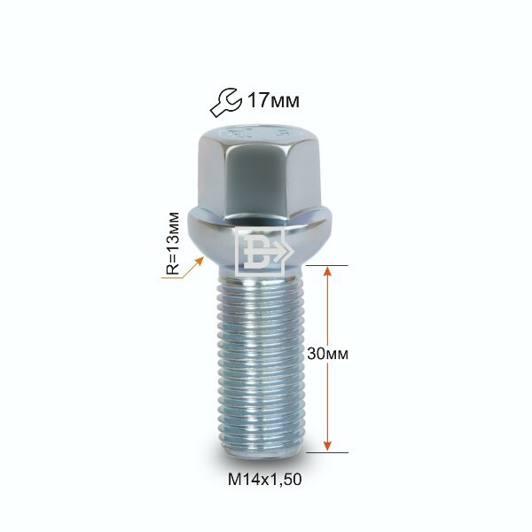 Колісні болти Vector Сфера (M14x1.5x30 Nex 17) Цинк-зображення-1