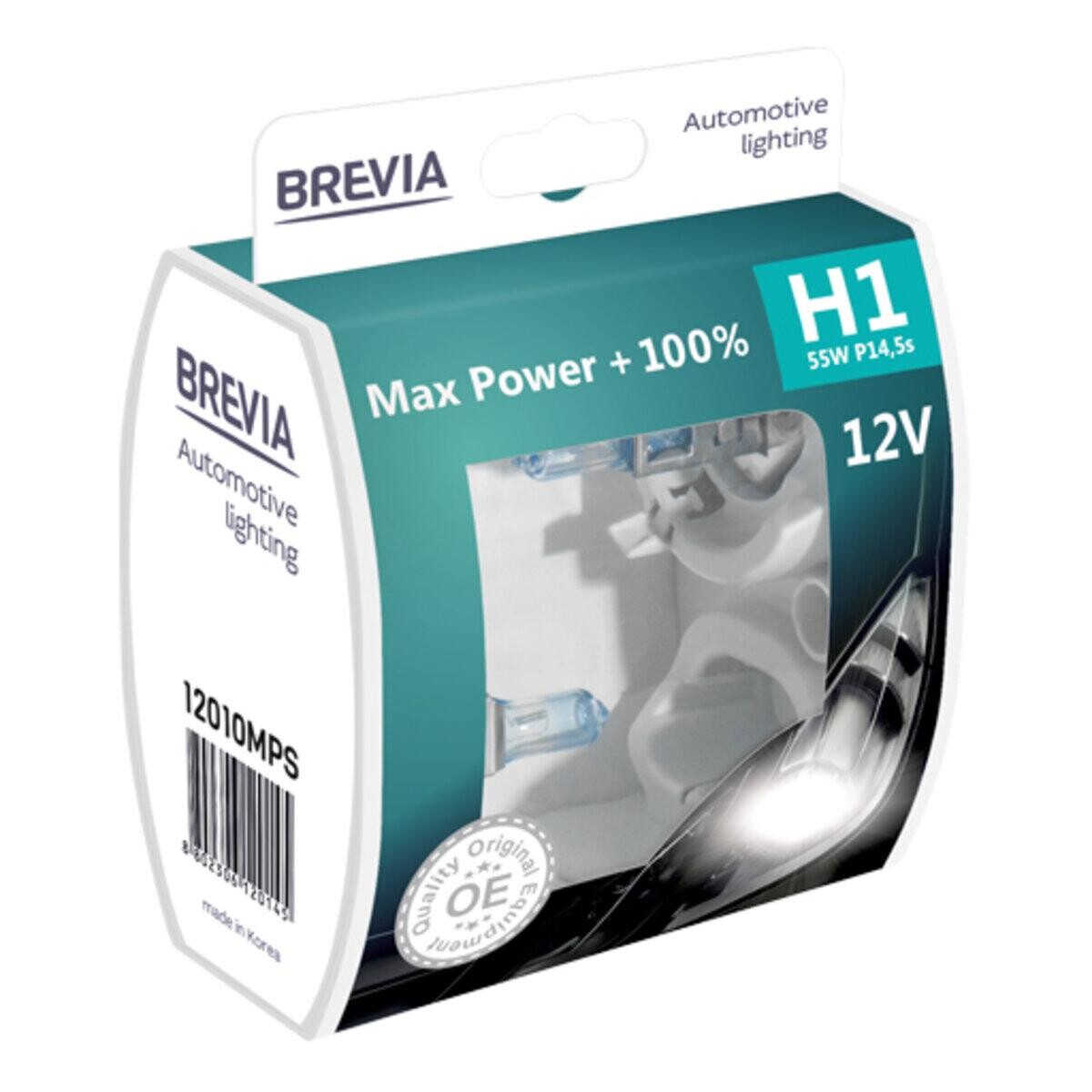 Галогенова лампа Brevia H1 12V 55W P14.5s Max Power+100% S2-зображення-1