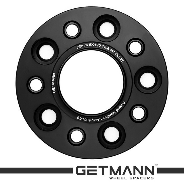 Автомобільне розширювальне кільце (Spacer) GETMANN H = 20 мм PCD5x120 DIA72.6, Футорки 14х1.25 Кована/Чорна-зображення-1