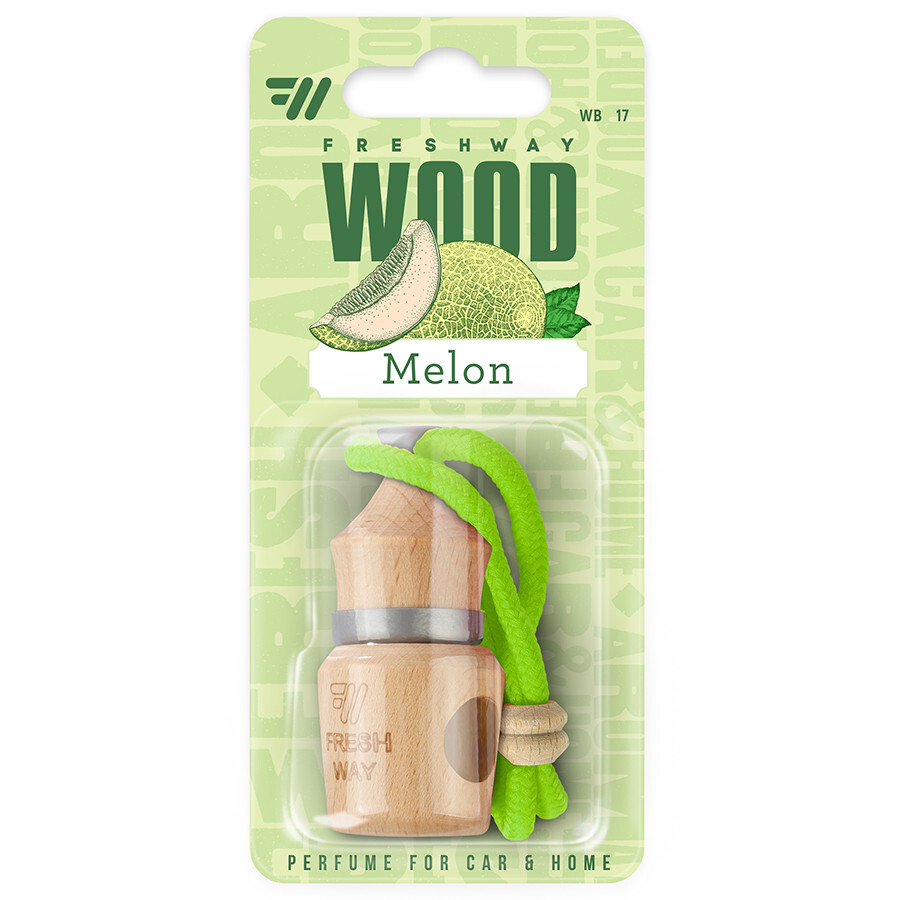 Ароматизатор корковий на дзеркало FreshWay Wood Blister Melon (Диня) 5ml